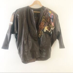 Michelle & Francin leather over side brown jacket